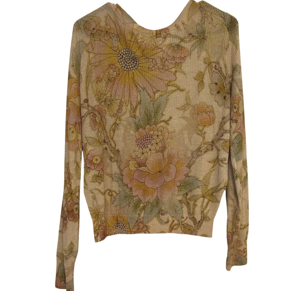 Anthropologie‎ The Dreamer Floral V Neck Knit Sweater Top Size S Cottagecore - Picture 2 of 6